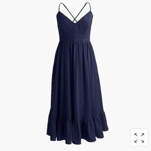 J Crew Drapey Spaghetti Strap Dress - 14 Navy